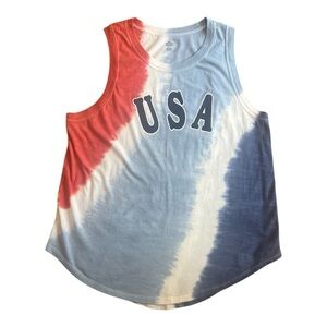 Way to Celebrate Patriotic USA Sleeveless T Shit Size L Women